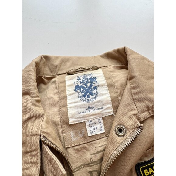 BARBOUR Tan Cotton Washed Twill International Belted Field Jacket, Size 6 - Picture 14 of 16